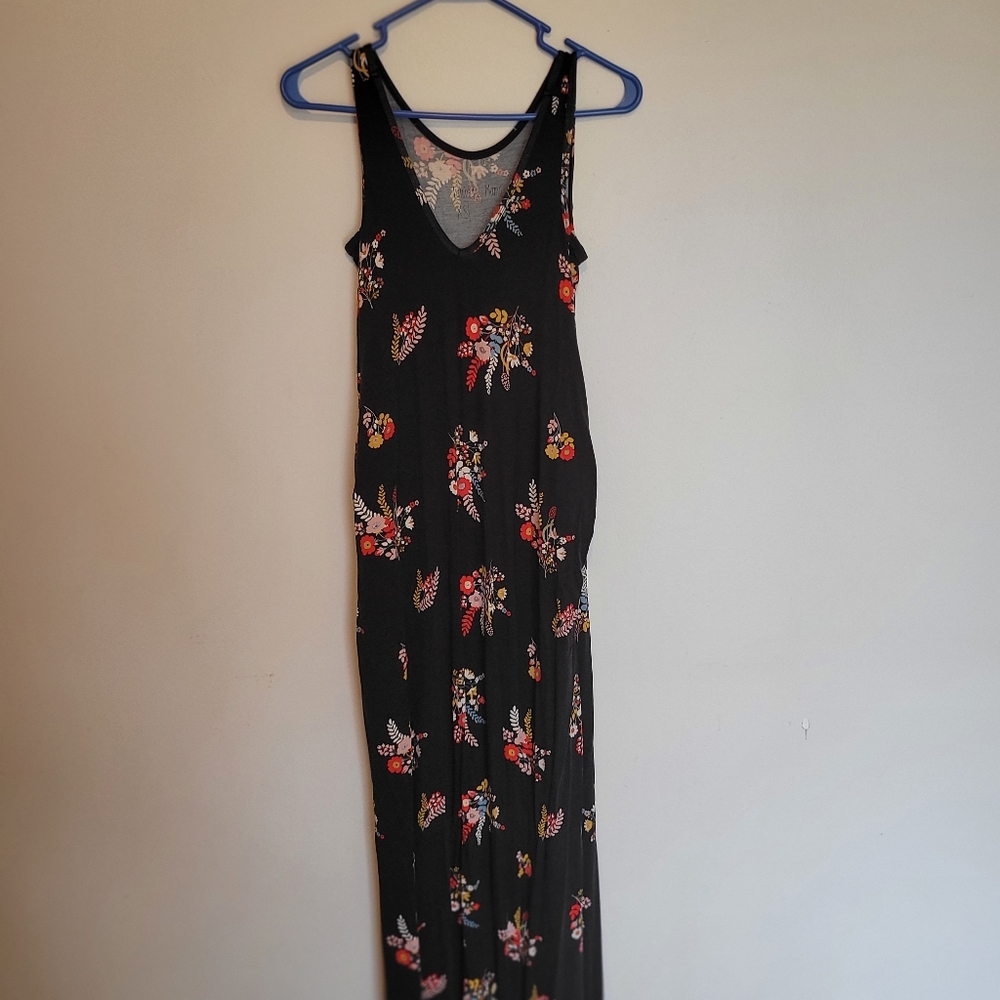 Latched mama maxi black floral nursing dress size XS